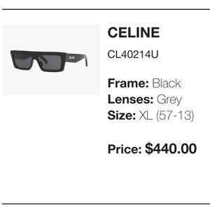 Celine Black Rectangular Sunglasses with Grey Lenses